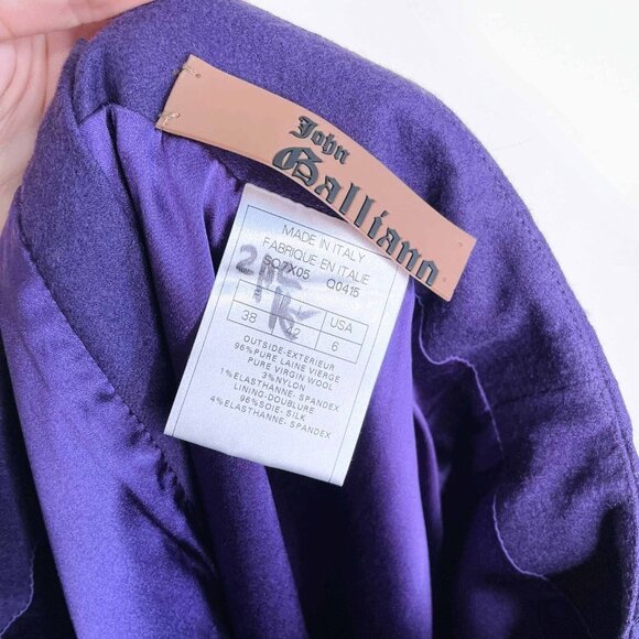 john galliano 00's purple wool skirt suit - size 6 - Picture 12 of 13